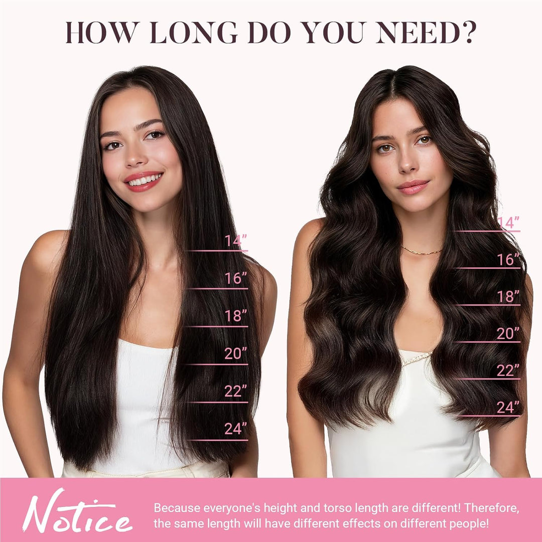 MAXITA Echthaar Extensions Clip, 40cm 16 Zoll 120g 7 Stück Dunkelbraun Clip in Extensions Echthaar N