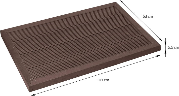 ML-Design WPC Bodenelement für Solardusche, Poolleiter oder Pool, Braun, 101 x 63 x 5,5 cm, rutschfe