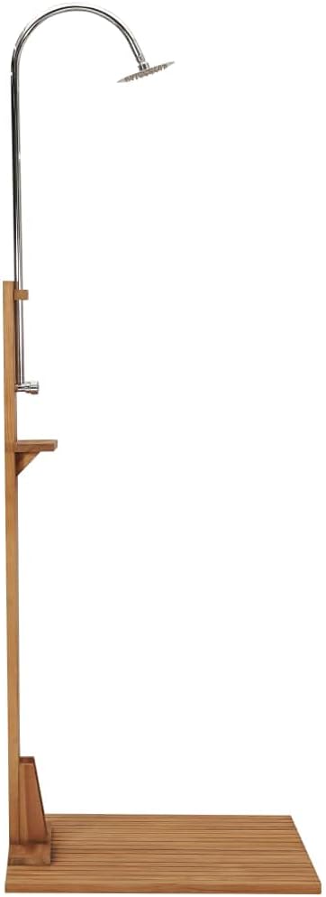 vidaXL Teak Massiv Gartendusche mit Drehknopf Duschkopf Aussendusche Pooldusche Campingdusche Dusche