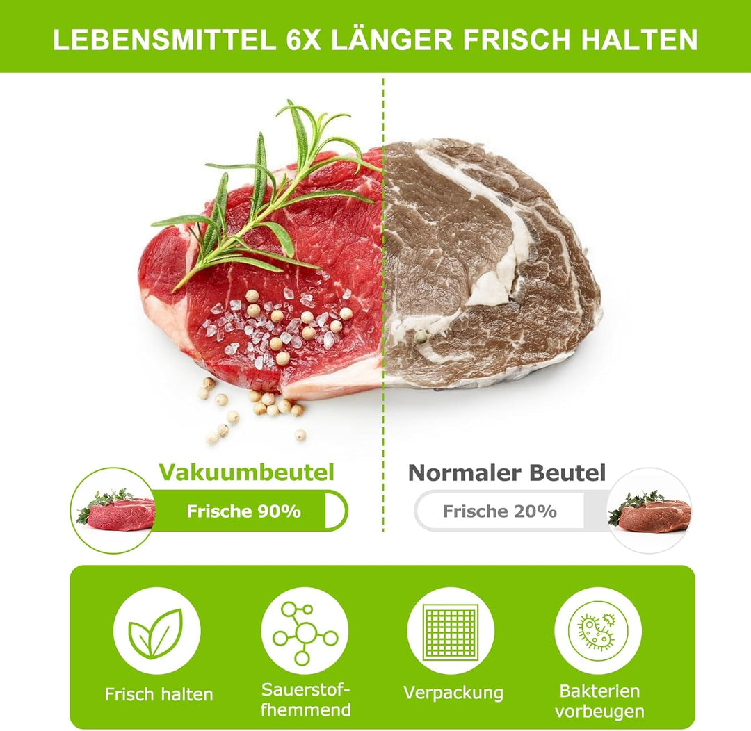 Bonsenkitchen Vakuumierbeutel 28x40 cm, 100 Beutel Profi-Folienbeutel für alle Vakuumiergerät, vakuu