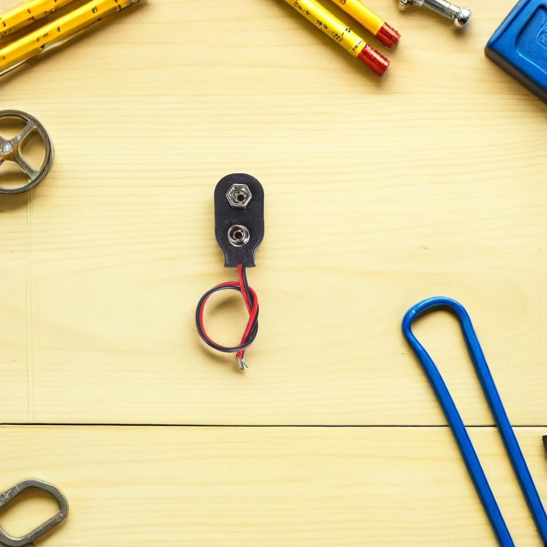9v Batterieclip mit Kabel Schwarz 10cm Kunststoff 50 Stück Metall