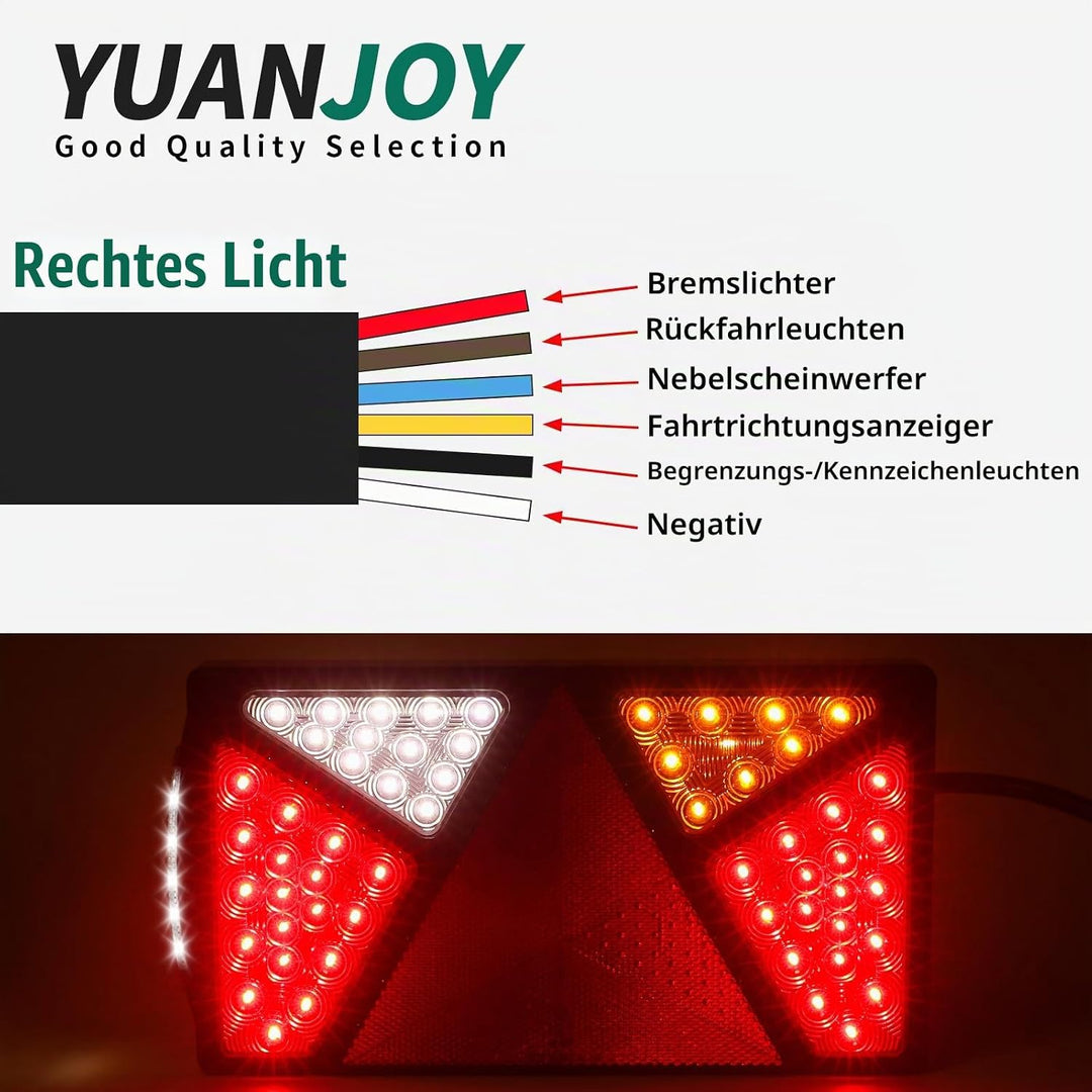 Yuanjoy 2 Pack 12V 24V PKW-Anhänger LED Rückleuchten Satz mit E-Prüfzeichen, Wasserdicht LKW Rücklic