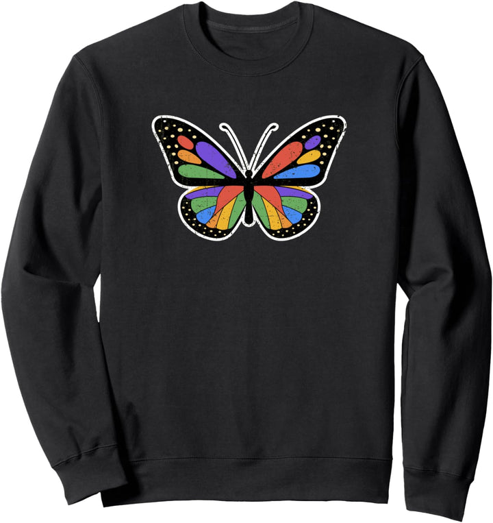 Gay Pride Butterfly Rainbow Girly Beautiful Colorful Grunge Sweatshirt