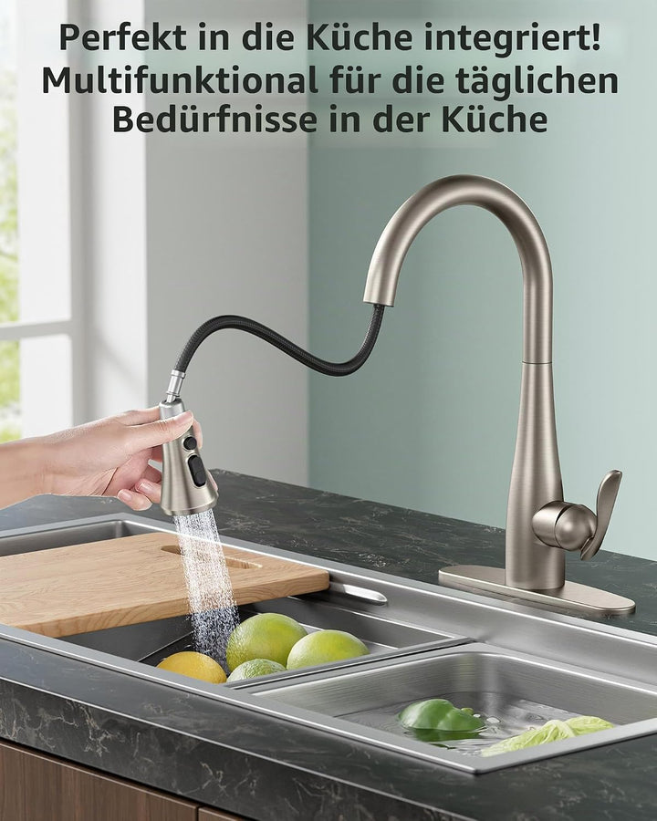 Mbillion ABS-Küchenarmaturkopf, Universal-Sprühdüse mit 3 Funktionen, mit 9 Adaptern, mattschwarz, a