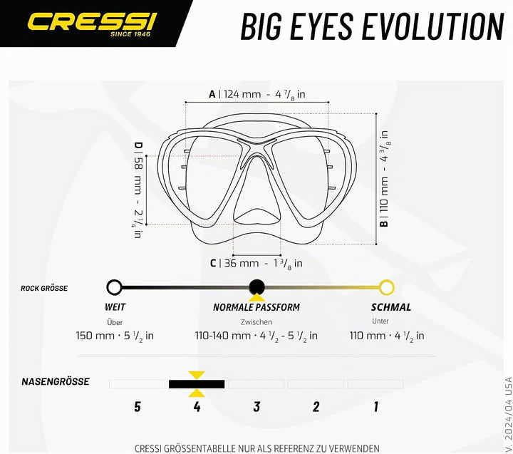 Cressi Big Eyes Evolution - Revolutionäre Erwachsene Tauchmasken Big Eyes Evolution High Quality Mas