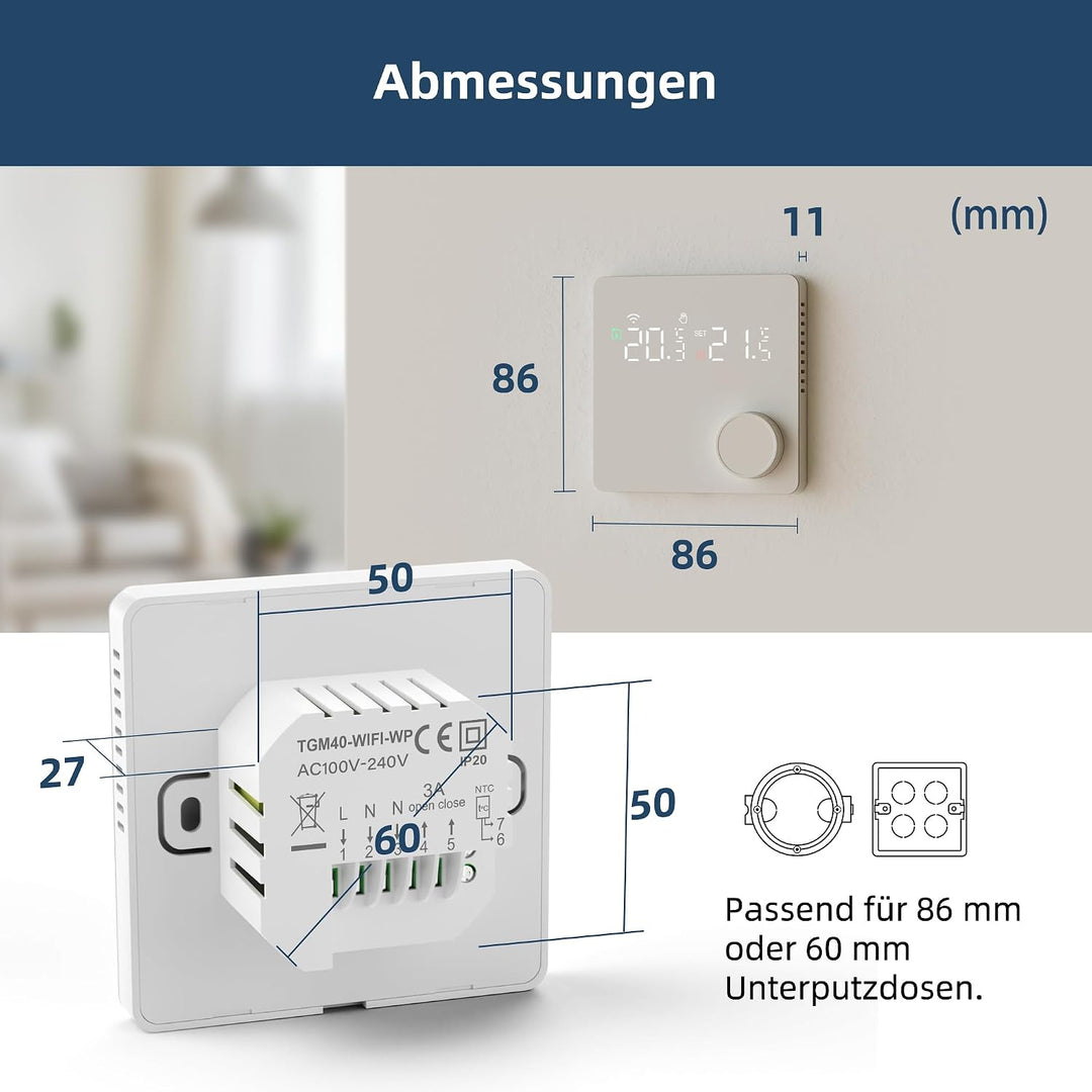 Beok Fussbodenheizung Thermostat Digital, WiFi Wasser Fussbodenheizung Smart Raumthermostat Tagespro
