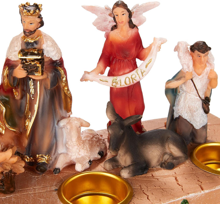 BRUBAKER Krippenfigur Kerzenhalter - Weihnachtskrippe für Kerzen mit 3 cm Ø - 29 cm Tischkrippe Weih