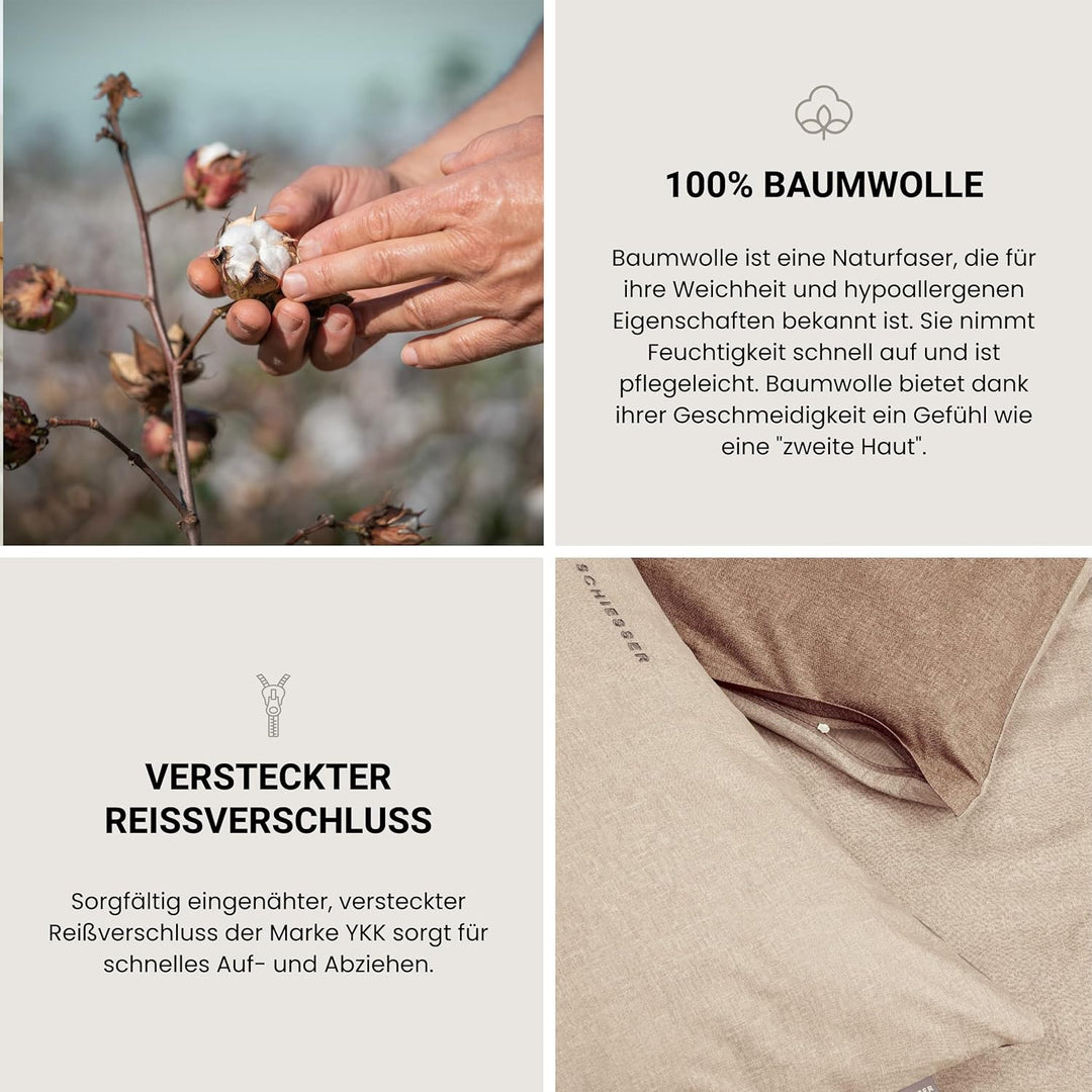 Schiesser Wende-Bettwäscheset Doubleface in angenehm glatter Renforcé Qualität, Made IN Green, Farbe