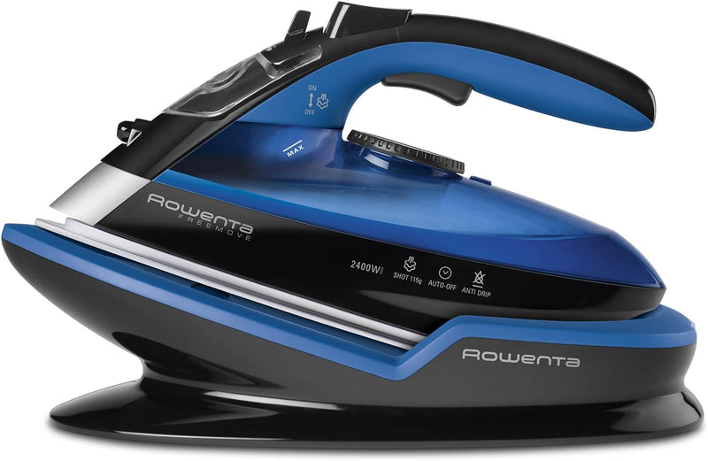 Rowenta Freemove DE5010 Dampfbügeleisen | Schwarzes & Blaues Modell | 2400W | Kabellose Technologie