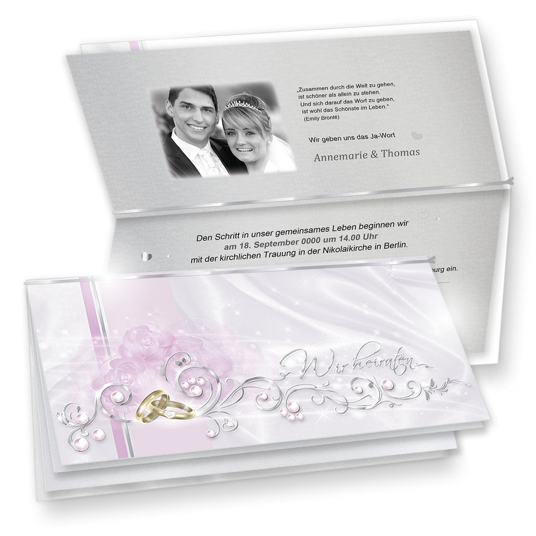 tatmotive Einladung Hochzeit Silber DE LUXE 40 Sets selbst bedruckbar - sehr hochwertige Karten in S