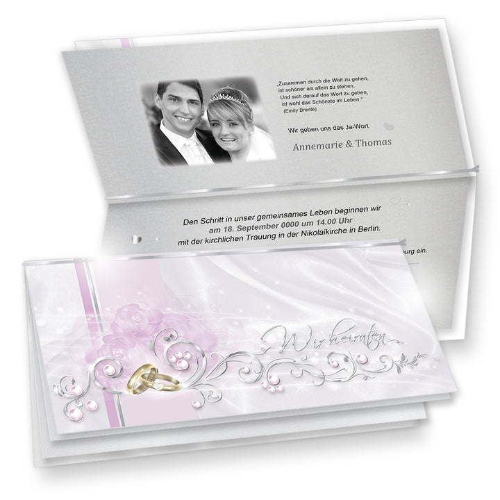 tatmotive Einladung Hochzeit Silber DE LUXE 40 Sets selbst bedruckbar - sehr hochwertige Karten in S