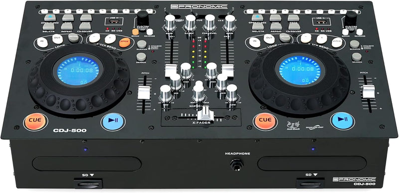 Pronomic CDJ-500 Full-Station Doppel DJ CD-Player (Standalone-Format, Phone/Line-Eingänge, CD, MP3 C