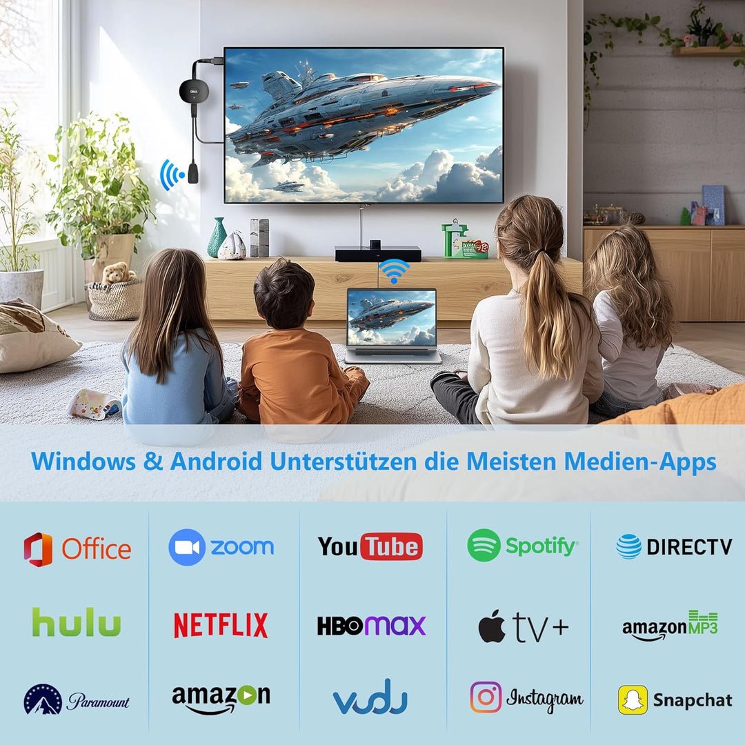 Wireless HDMI Adapter, SOCLLLife HD Wireless HDMI Dongle, Miracast Display Adapter, Kabellos HiFi Di