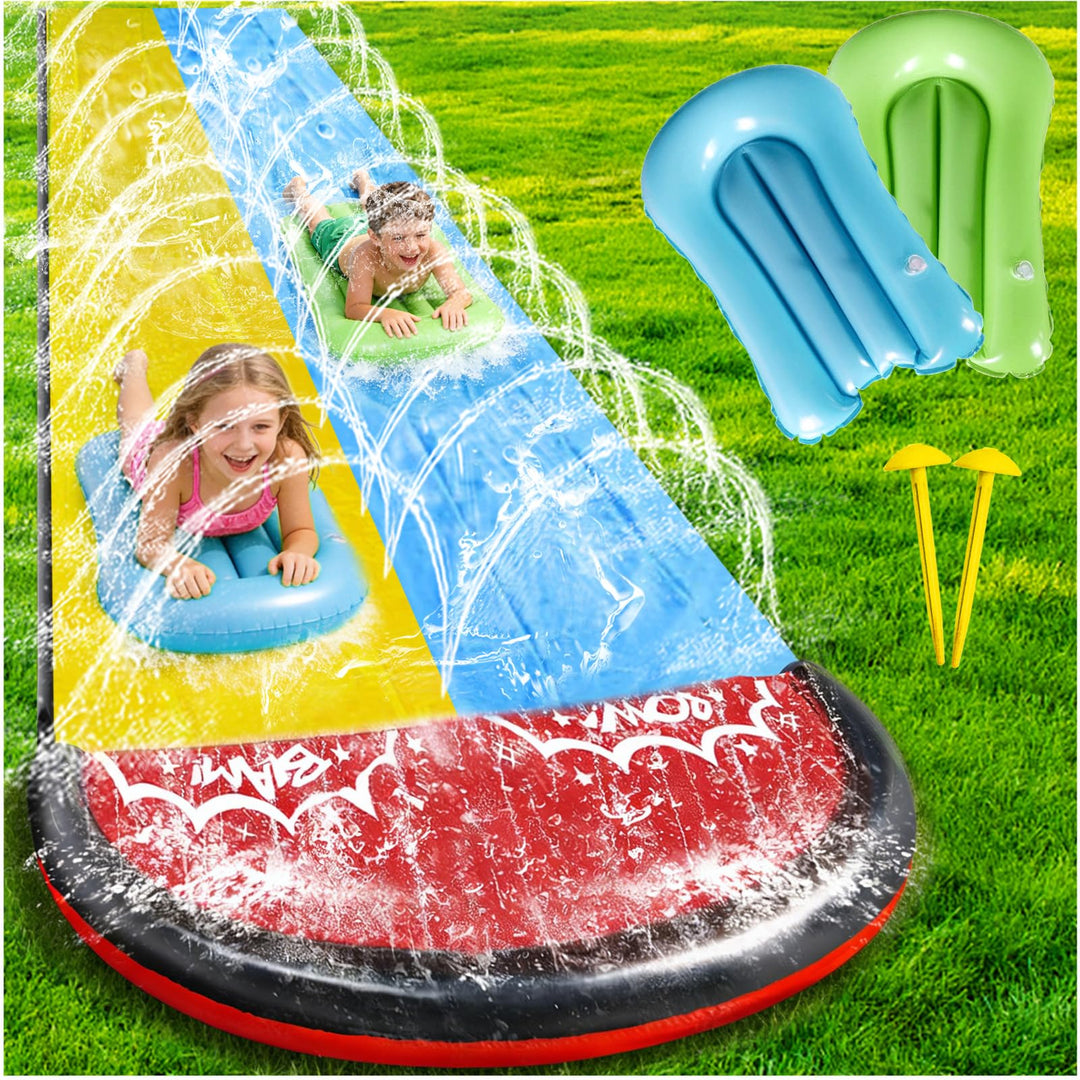 480 cm Lange Wasserrutsche Garten für Kinder, inklusive 2 Bodyboards Outdoor Spiele Rasen-Wasserruts