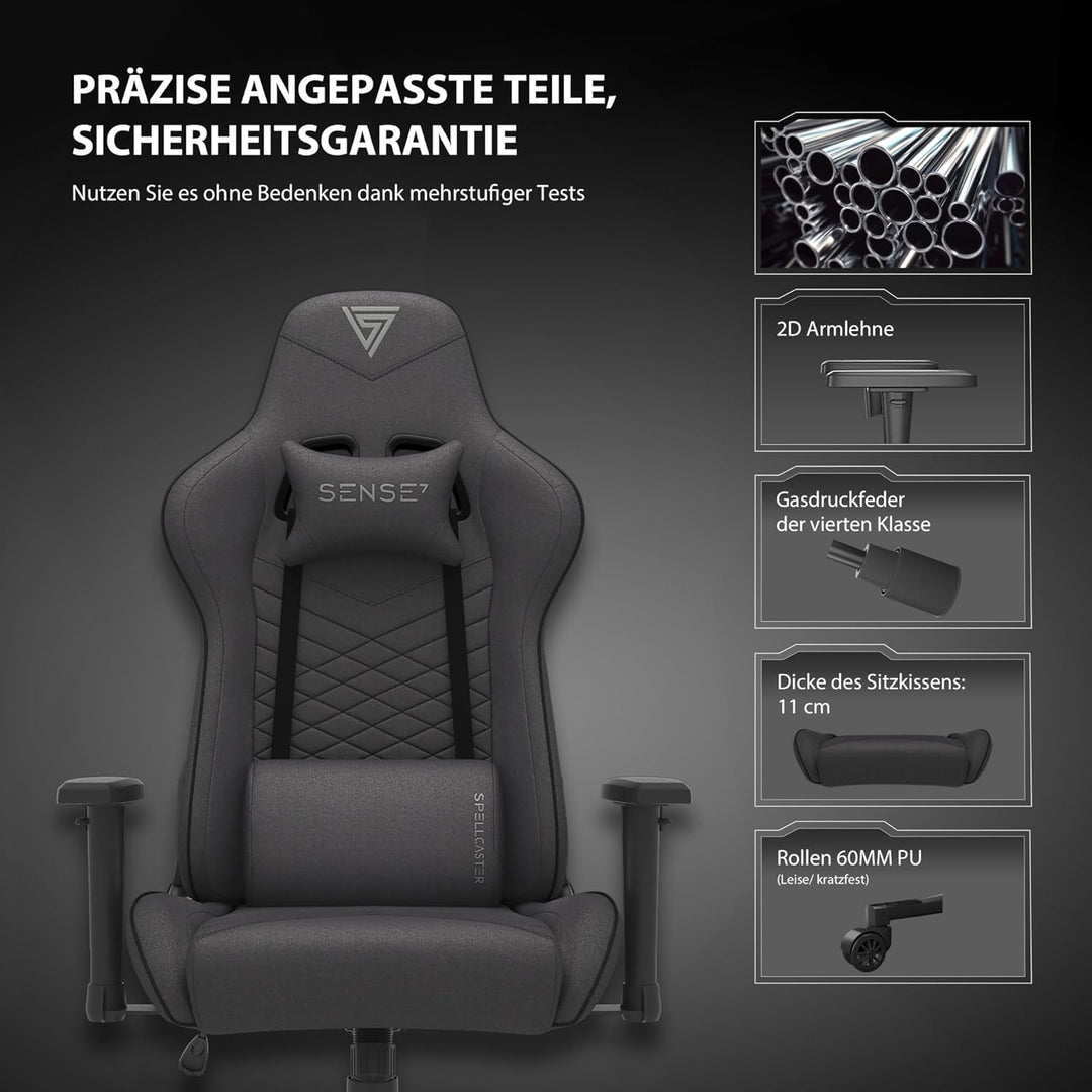 SENSE7 Gaming Stuhl Spellcaster, ergonomischer Gaming Sessel mit verstellbaren Lendenkissen Einstell