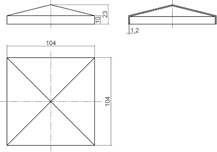 10 x SO-TOOLS® Pfostenkappe Pyramide Stahl verzinkt Abdeckkappe für Pfosten 100 x 100 mm 100 x 100 m