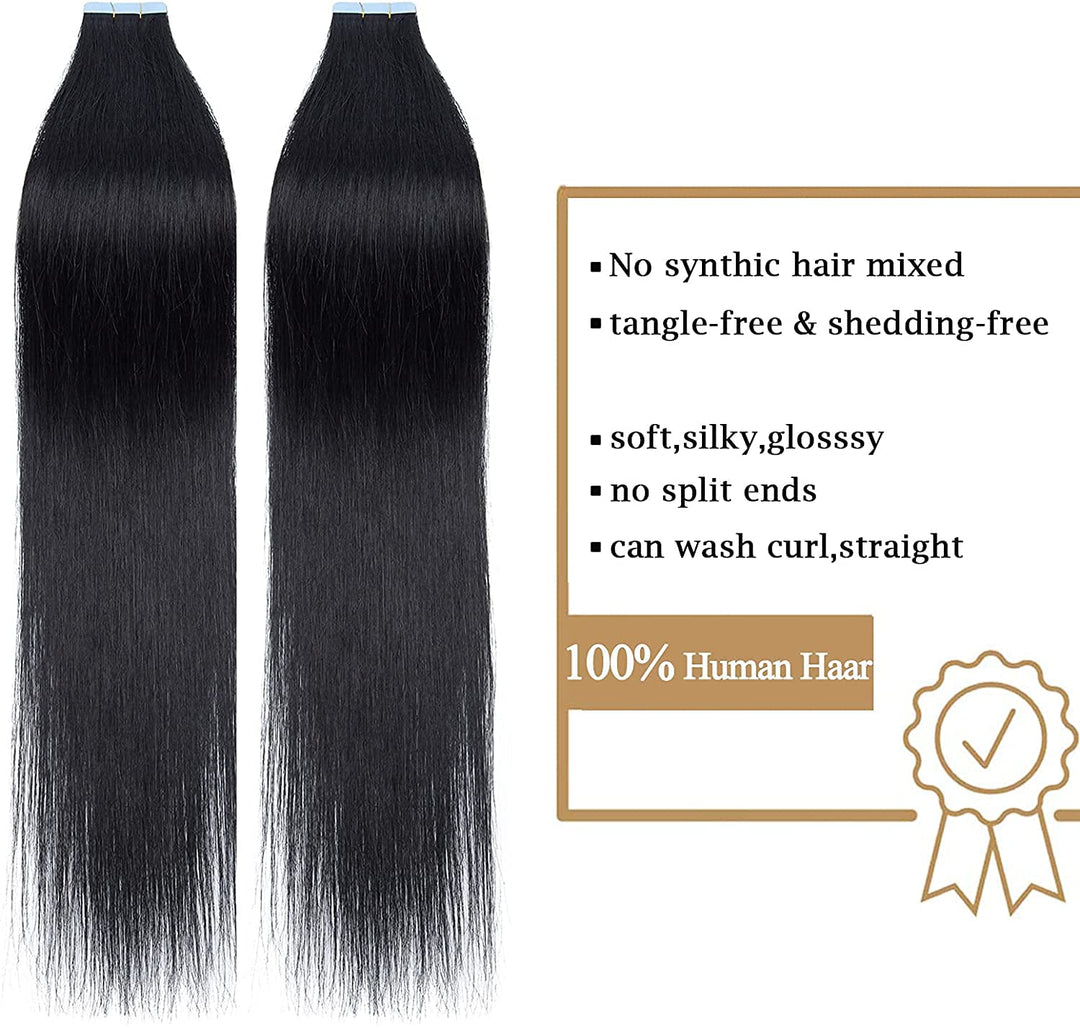 SEGO 40 Stück Tape in Extensions Echthaar 2.5g/pcs Klebeband Haarverlängerung 100% Remy Human Haar H