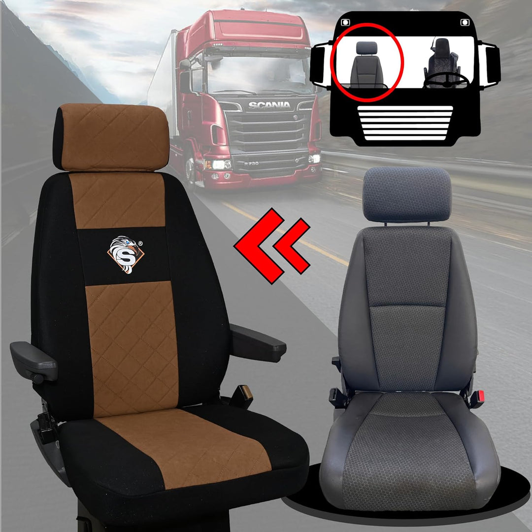 SABA Auto Sitzbezüge LKW für Scania R-Reihe ab 2013, S-Reihe ab 2017, Verschiedene Sitze, 1 Riemen,