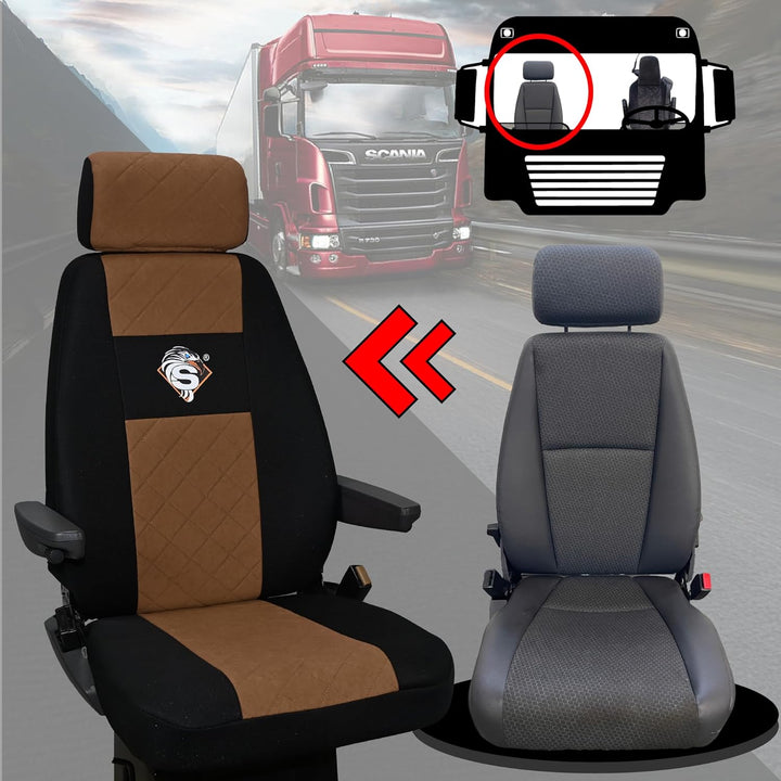 SABA Auto Sitzbezüge LKW für Scania R-Reihe ab 2013, S-Reihe ab 2017, Verschiedene Sitze, 1 Riemen,