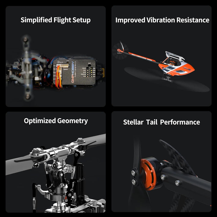 OMPHOBBY M2 EVO MK2 RC Helikopter für Erwachsene Dual Brushless Motoren Direktantrieb 6CH Hubschraub