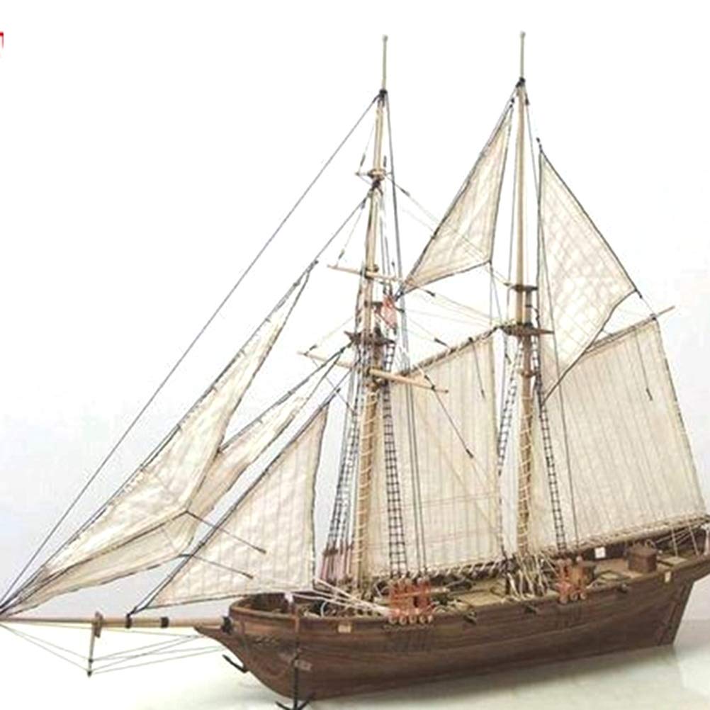 Bastelset Segelboot aus Holz – klassisches Schiffsbaumodell – Dekoration Weiss Segelboot, Weiß