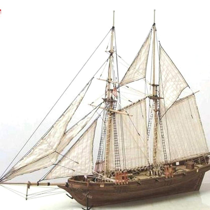 Bastelset Segelboot aus Holz – klassisches Schiffsbaumodell – Dekoration Weiss Segelboot, Weiß