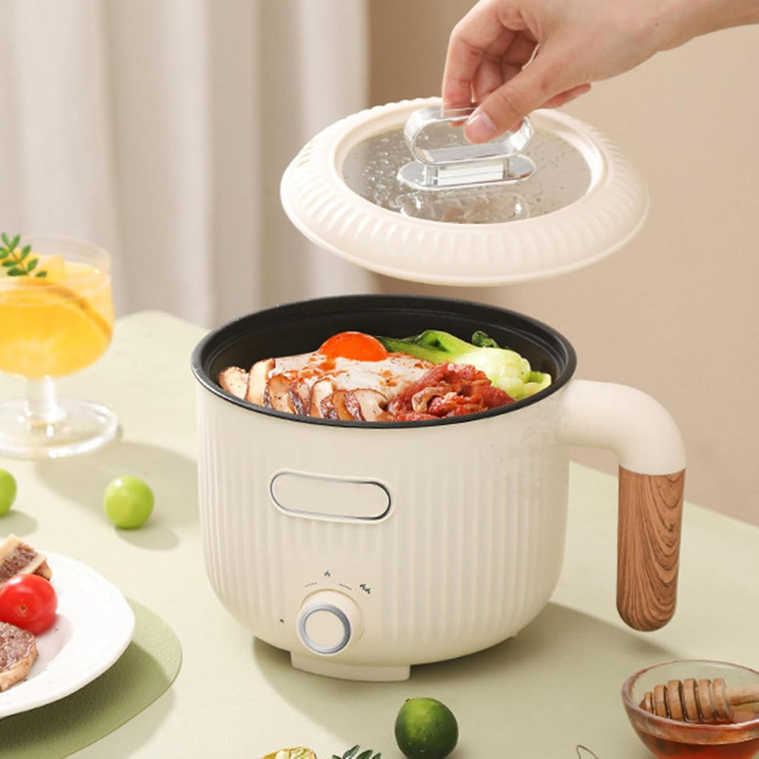 Elektrische Hot Pot, 2L Tragbare Mini Antihaft Multikocher Mit Dämpfkorb, Edelstahl Elektrischer Koc