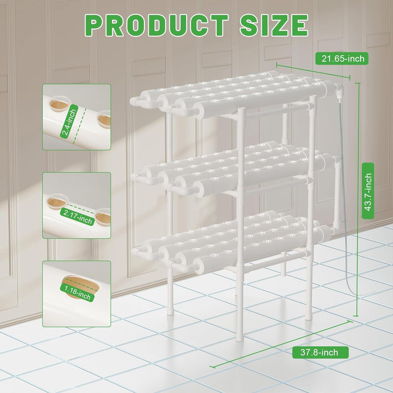 LENJKYYO 3 Layer Profi Hydroponic Grow Kit Hydroponisches System 108 Standorte für Hydrokulturanlage