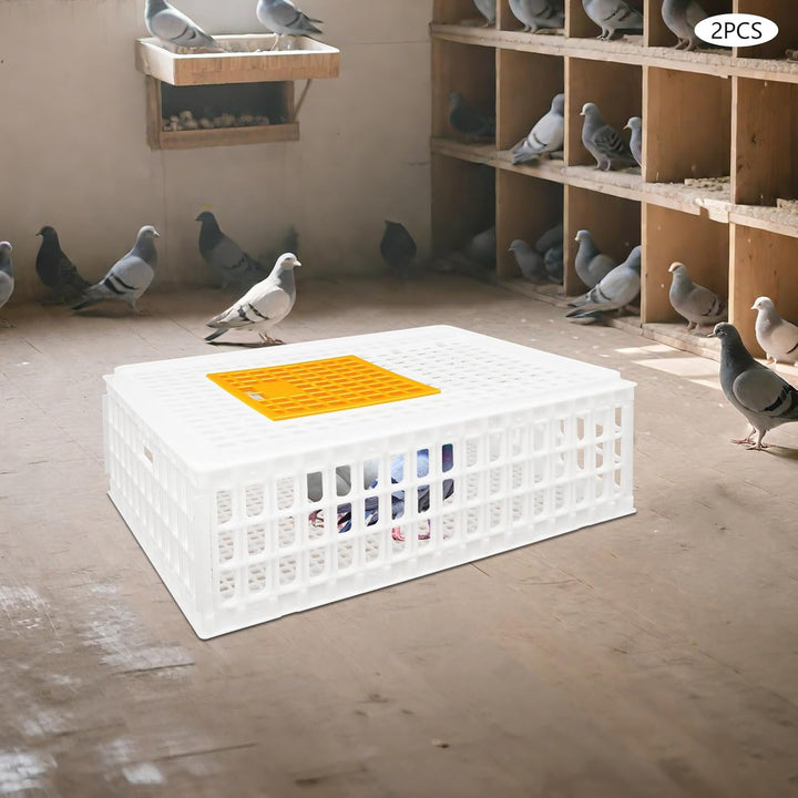 2 Stück Geflügel Tragetasche, Huhn-Transportkäfig mit Schiebetür und Transportgriffen, Korb Box für