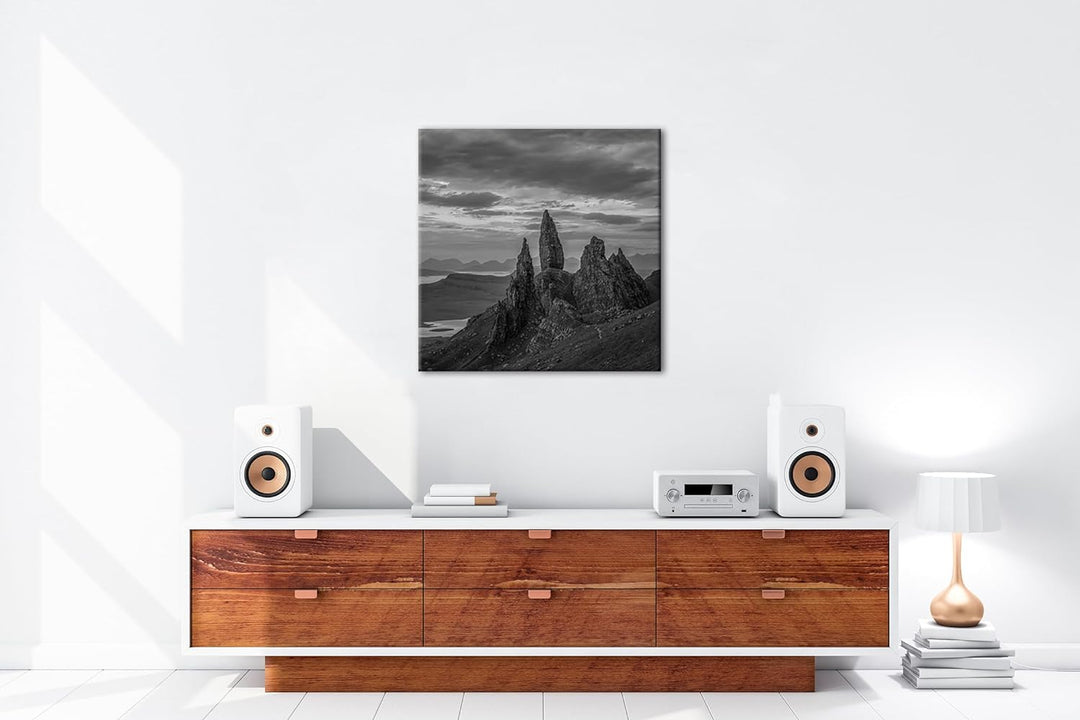 deyoli Felsenformation in Schottland Format: 70x70 cm Effekt: Schwarz/Weiss als Leinwandbild, Motiv