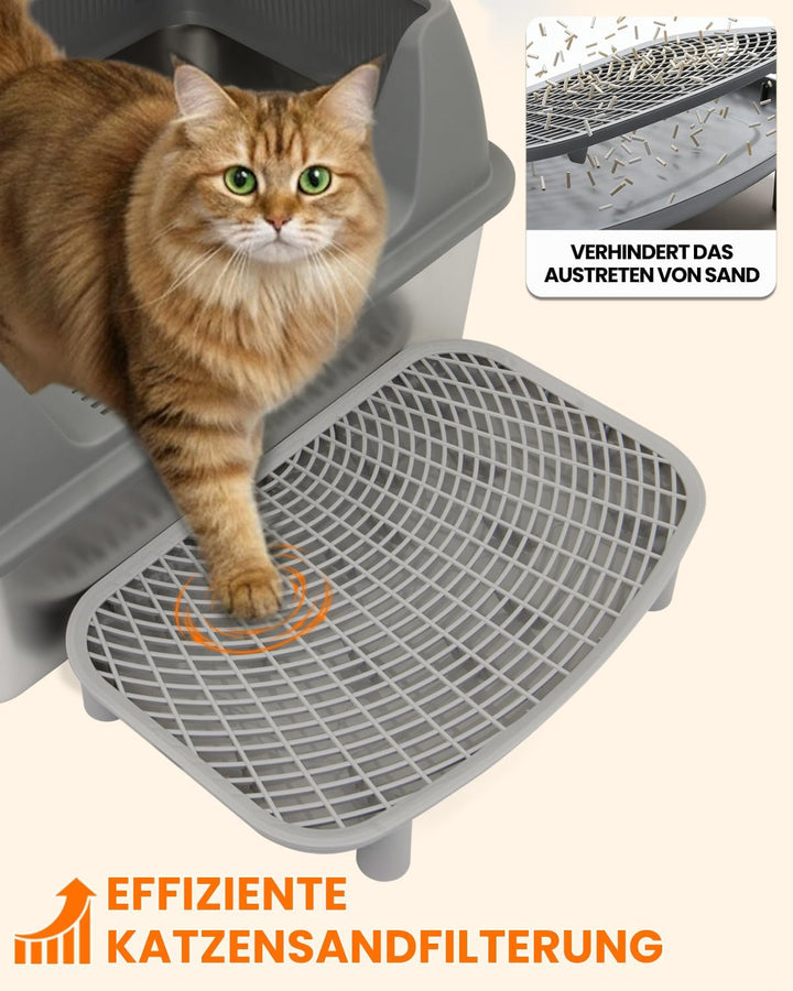 Edelstahl Katzentoilette XXL 60x40x35cm, Extra Hochwand Katzenklo Auslaufsicher &amp; Spritzsicher, Einf
