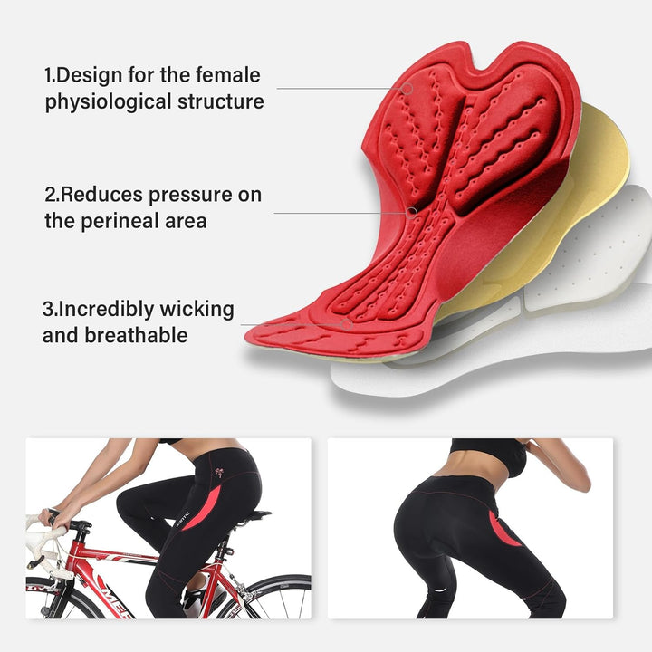 Santic Fahrradhose Damen Lang mit 4D Sitzpolster Atmungsaktive Dehnbare Radlerhose für Moutainbike L