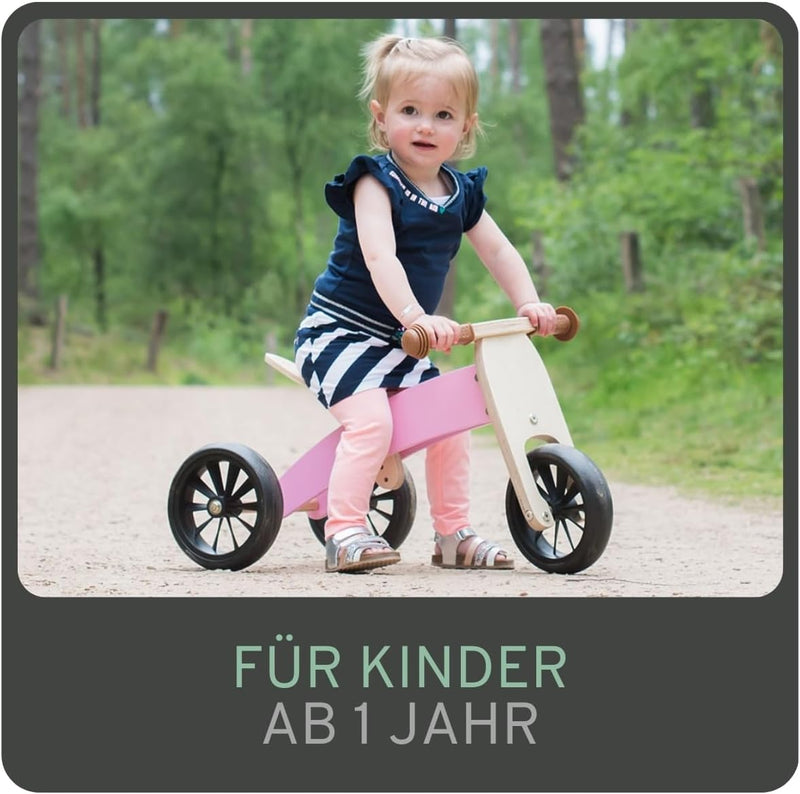 Bandits & Angels Lauflernrad/Laufrad aus Holz 4-in-1 Smartbike ab 1 Jahre (Retro Rosa), Retro Rosa