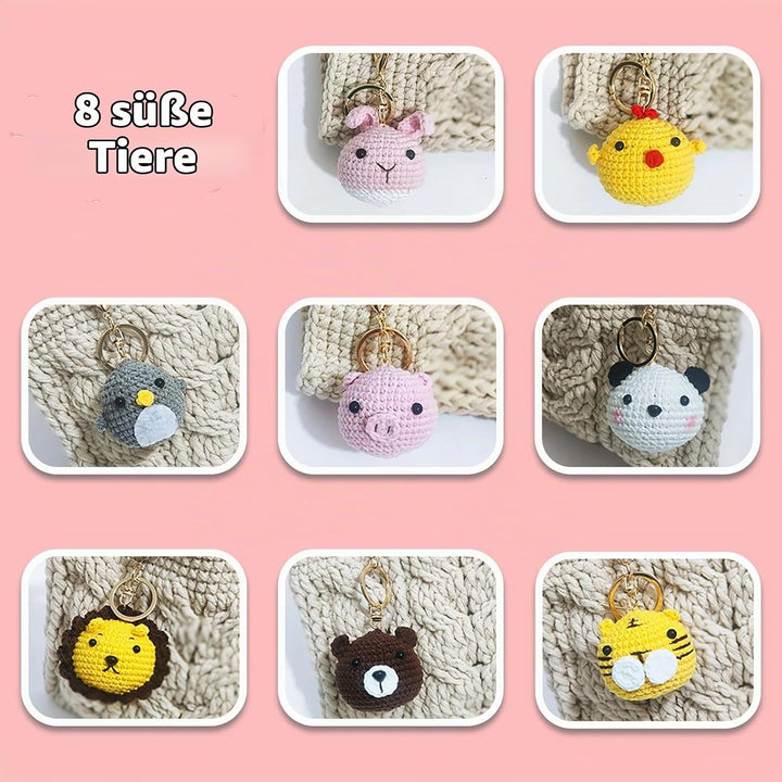 GCFTIFF Häkelset für Anfänger, Häkeln Sie Ihre eigenen 8 PCS Tiere, Häkelset für Anfänger mit Schrit
