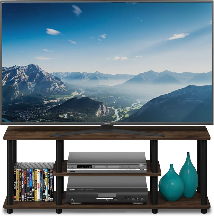 Furinno Entertainment/TV-Regal mit unterschiedlichen Ablageflächen, Columbia Walnut/Schwarz, 29.72 x