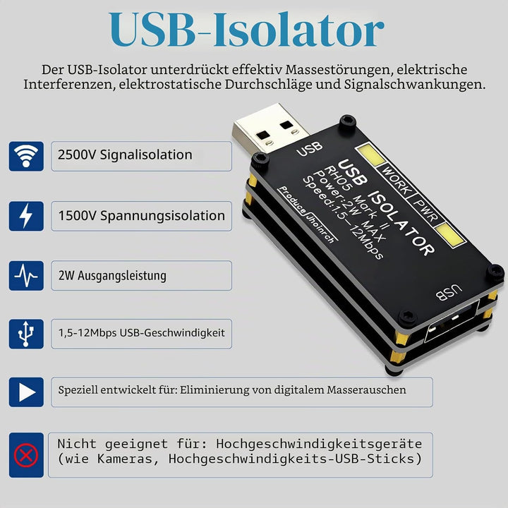 USB-Isolator, USB-Ground-Loop-Isolator, mit ADUM3160-Chip, 2W 5V geregelte Stromversorgung, unterstü