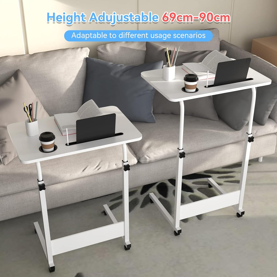 PIPIPOXER 60x40cm Laptoptisch mit Rollen, Laptoptisch höhenverstellbarer 69-90 cm, Schreibtisch Comp