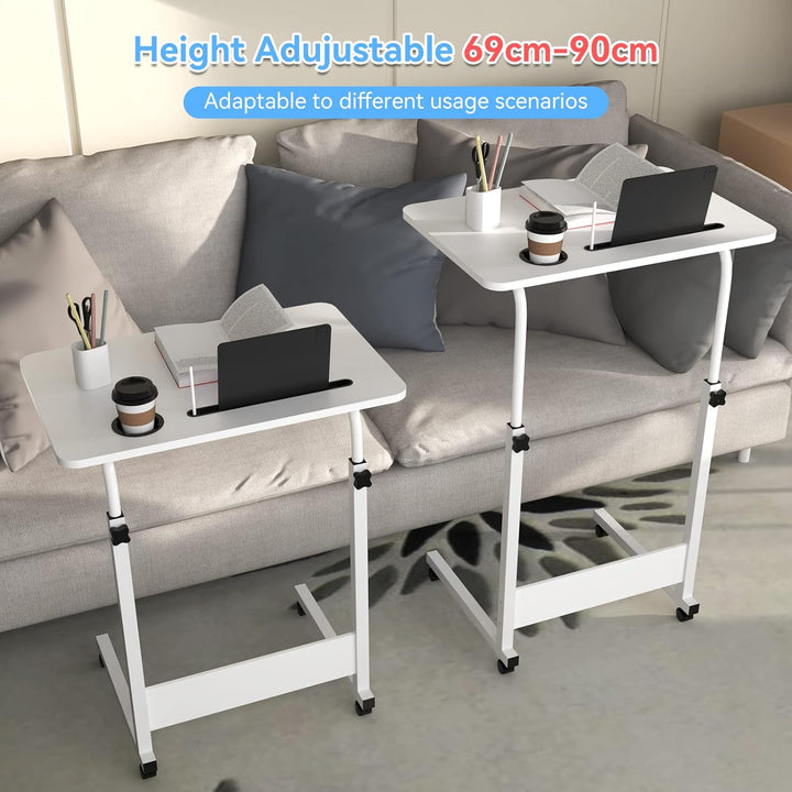 PIPIPOXER 60x40cm Laptoptisch mit Rollen, Laptoptisch höhenverstellbarer 69-90 cm, Schreibtisch Comp