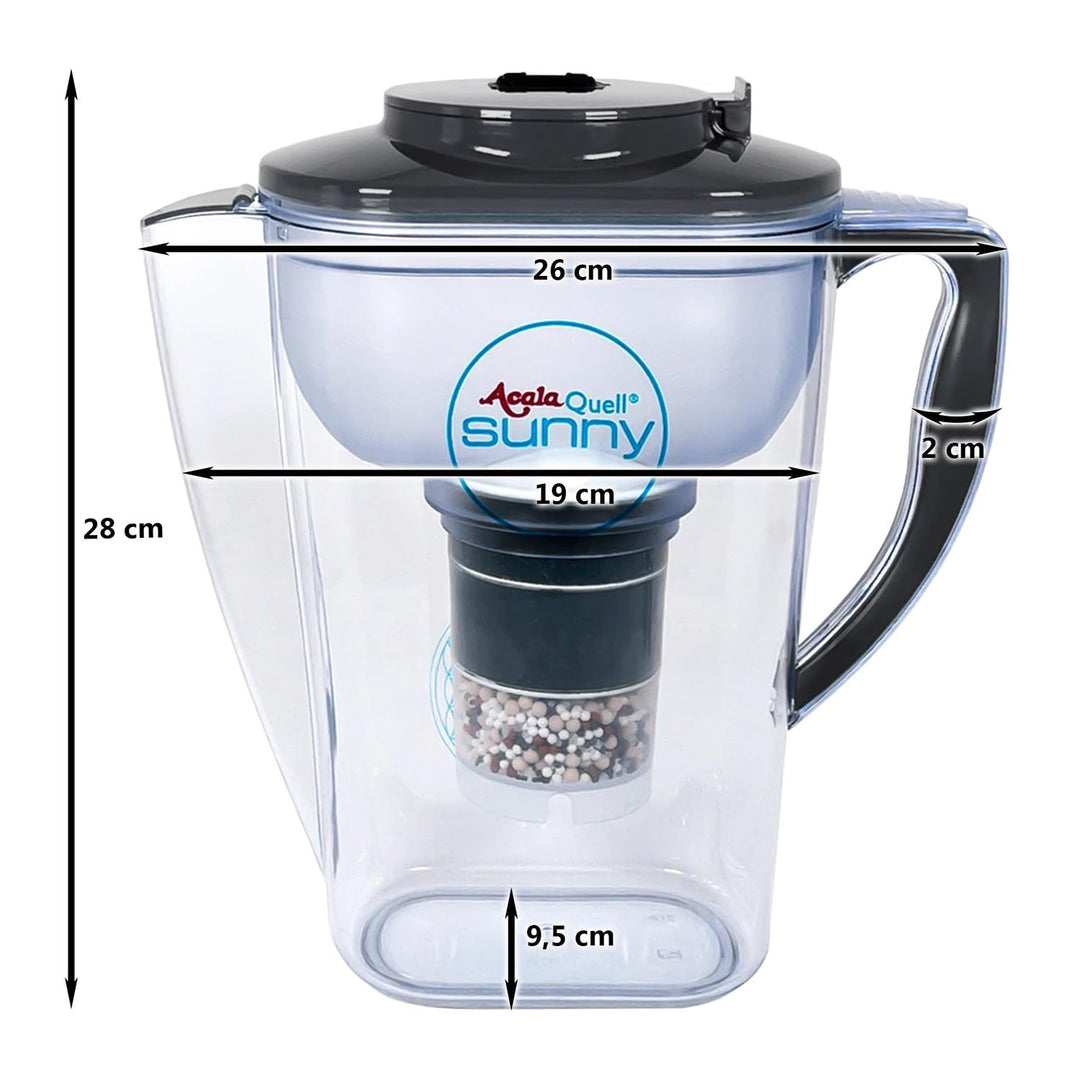 Wasserfilter AcalaQuell Sunny | Anthrazit | Kannenfilter - mit extra gutem Griff | Höchste Filterlei