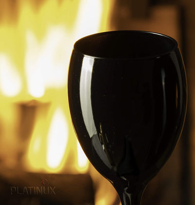 PLATINUX Schwarze Weingläser aus Glas Wasserglas Set 6 Teilig max. 320ml Getränkeglas Weissweingläse