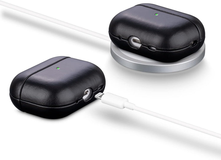 MAOGOAM Leder AirPods Pro 2 Hülle mit Knöpfen, Authentische Kristall-Pflanzenöl gewachste Lederhülle
