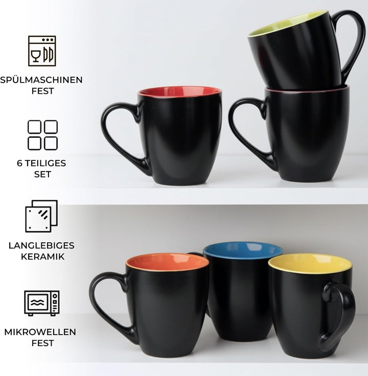 MIAMIO - 6 x 350 ml Kaffeetassen/Kaffeebecher Set - Tassen Set 6er Modern - Le Papillon Kollektion B