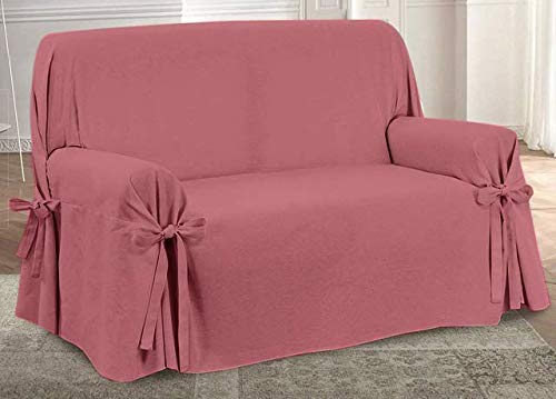 HomeLife Sofabezug für 3-Sitzer, Baumwolle mit Bindebändern, 3-Sitzer-Sofaüberwurf mit Armlehnen, ei