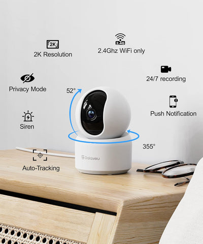 2K Überwachungskamera innen, GALAYOU WLAN IP Kamera überwachung Indoor WiFi Camera ,360°Hundekamera