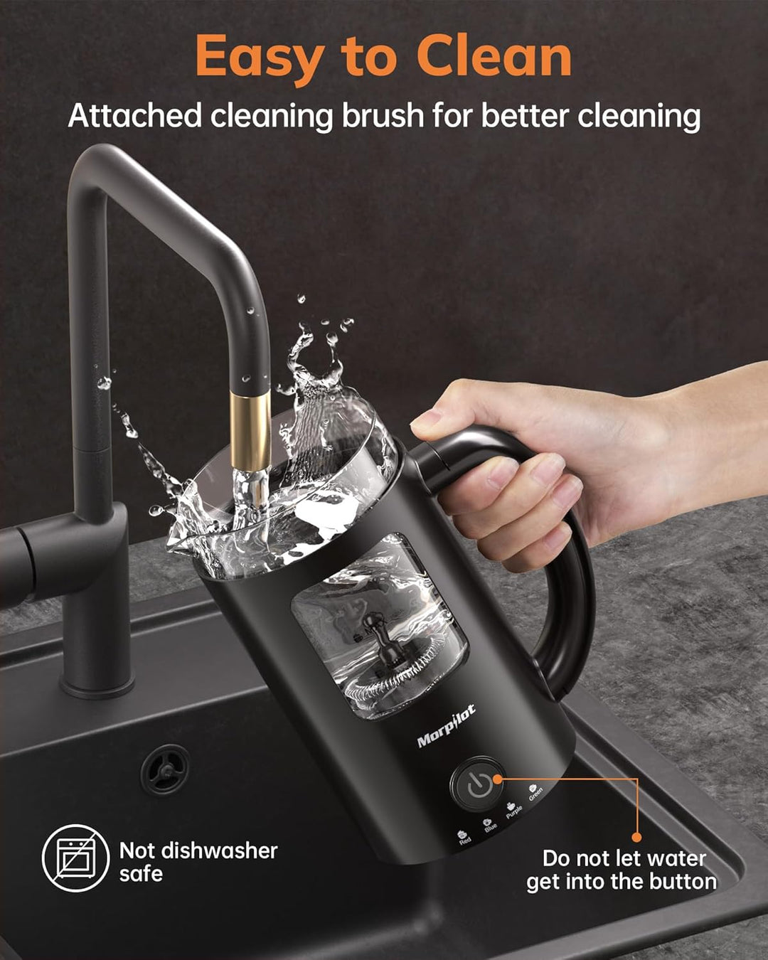 Morpilot Milchaufschäumer Elektrisch, 130-600ml 550W, 4 in 1 Milchschäumer für Heisser und Kalter, V