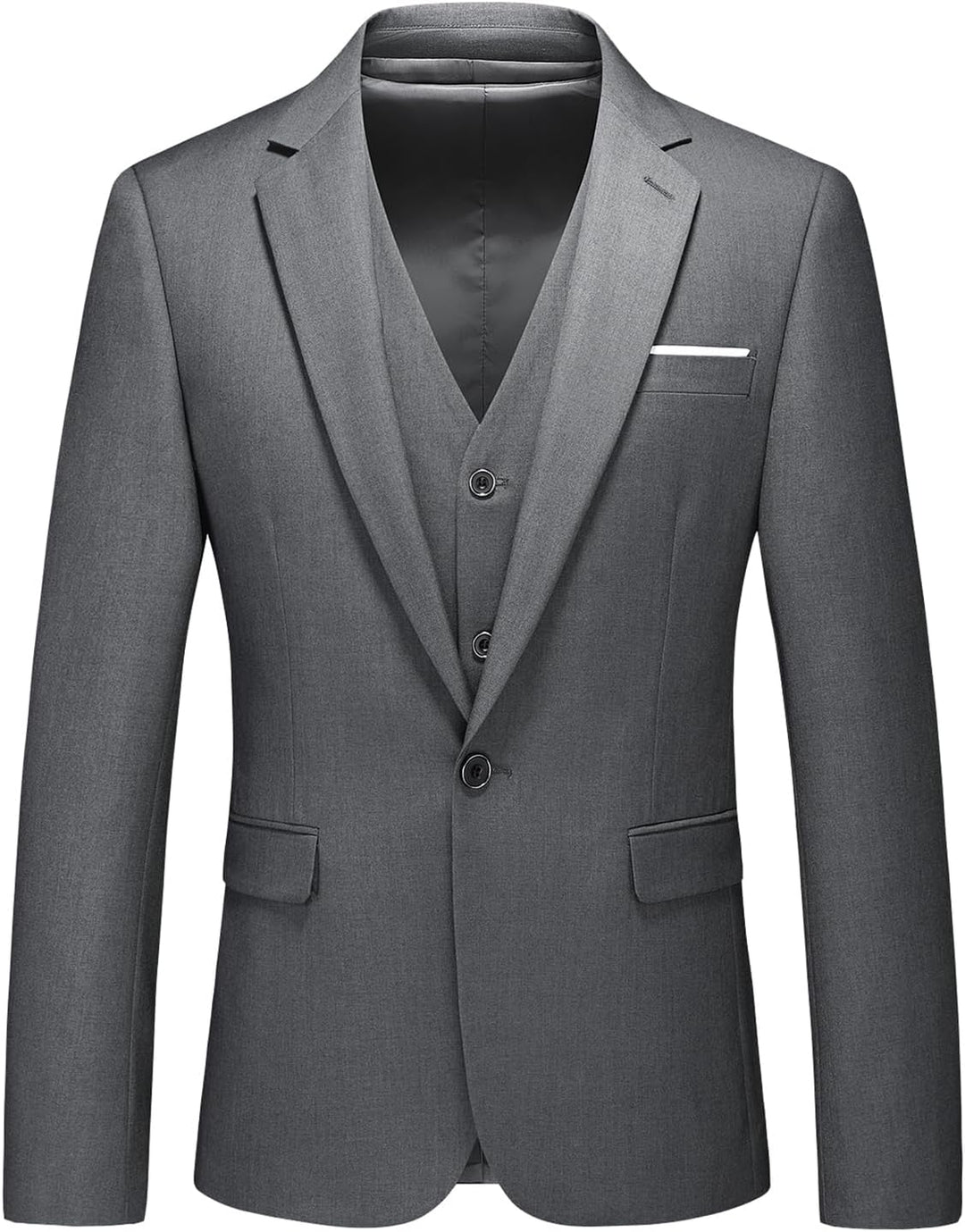 KUDMOL Herren 3-Stücke Anzug Business EIN Knopf Smoking Anzug für Männer Smoking Klassische Blazer W