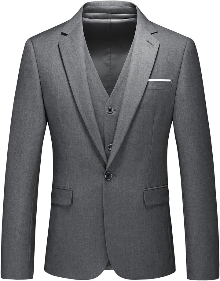 KUDMOL Herren 3-Stücke Anzug Business EIN Knopf Smoking Anzug für Männer Smoking Klassische Blazer W