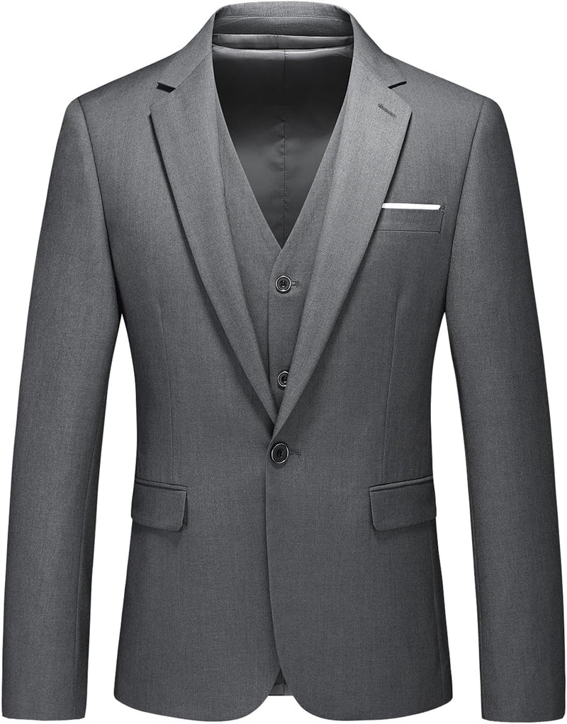 KUDMOL Herren 3-Stücke Anzug Business EIN Knopf Smoking Anzug für Männer Smoking Klassische Blazer W