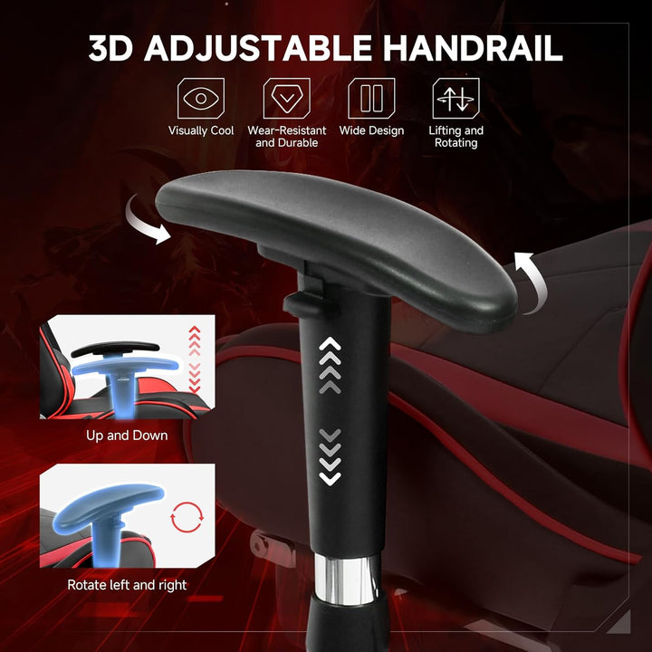 GTPLAYER Gaming Stuhl mit Fussstützen Lautsprecher Bluetooth, Gamer Stuhl Ergonomischer Computerstuh