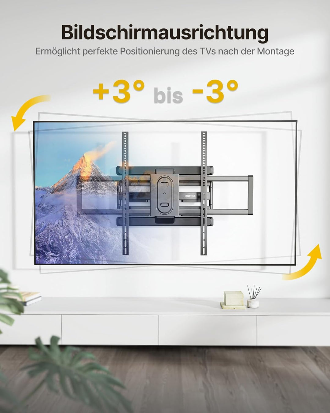 monTEK TV Wandhalterung Schwenkbar für 43-100 Zoll Fernseher bis 60 kg, vollbewegliche Wandhalterung